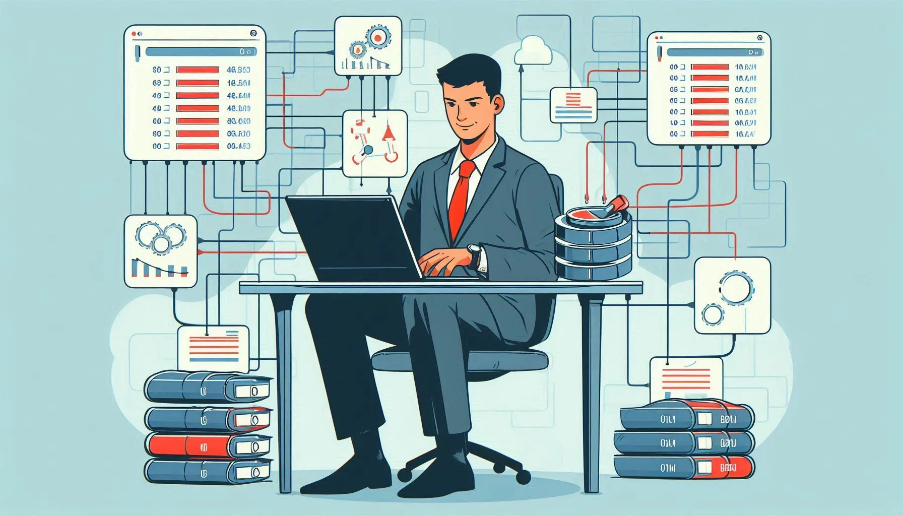A man querying a database