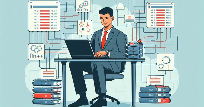 A man querying a database